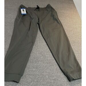 NWT 32 Degrees Heat Green Charcoal  stretch waist string Women's Large Pockets